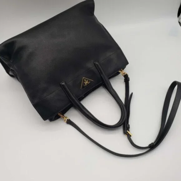 Prada Saffiano Triple Pocket Nero Black Shoulder Bag - Picture 6 of 16